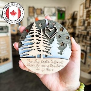 The Sky Looks Different Memorial Ornament | Layered Wood Keepsake | Made in Canada