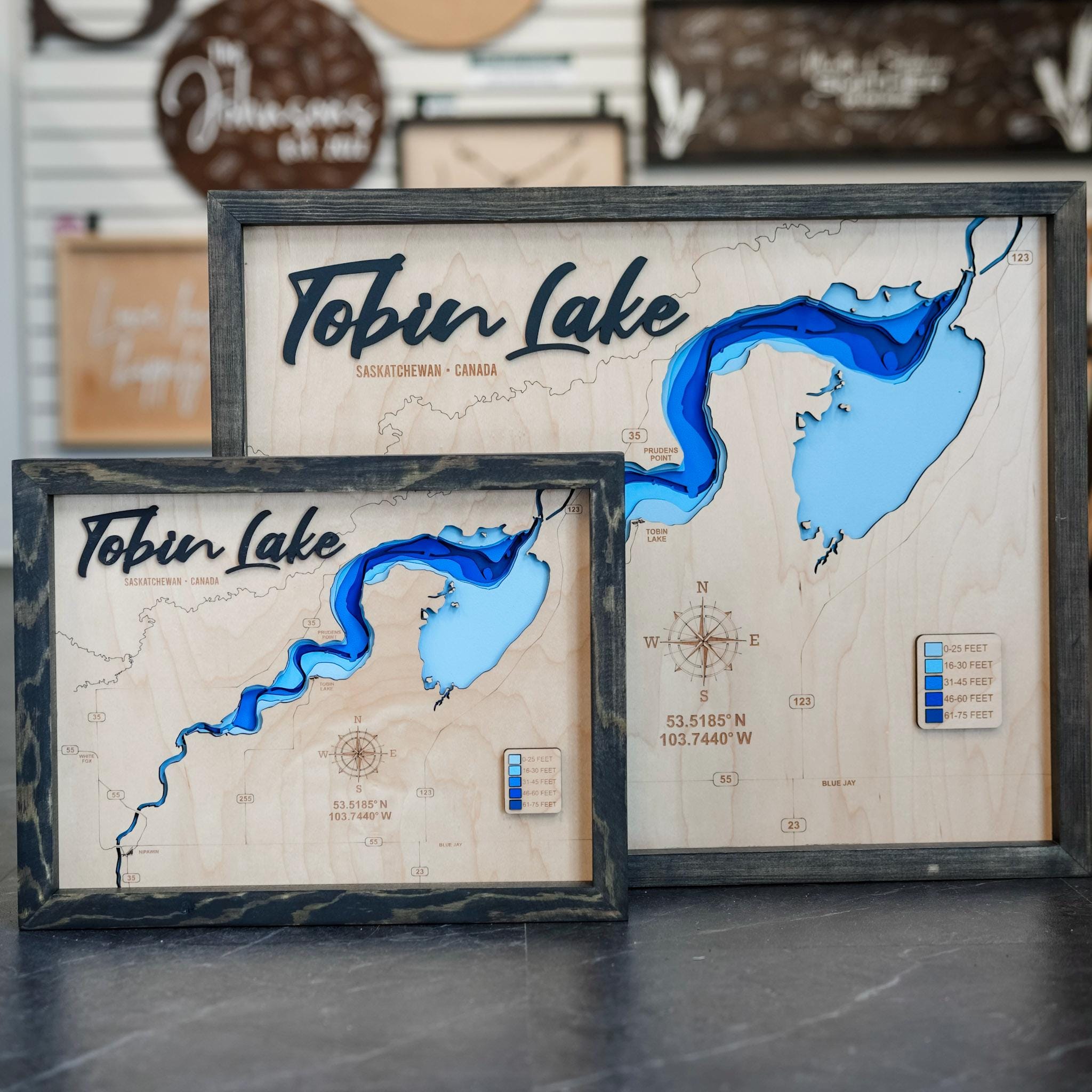 Tobin Maps Tobin Lake 3D Wood Map – Handcrafted Bathymetric Art From Saskatchewan ...