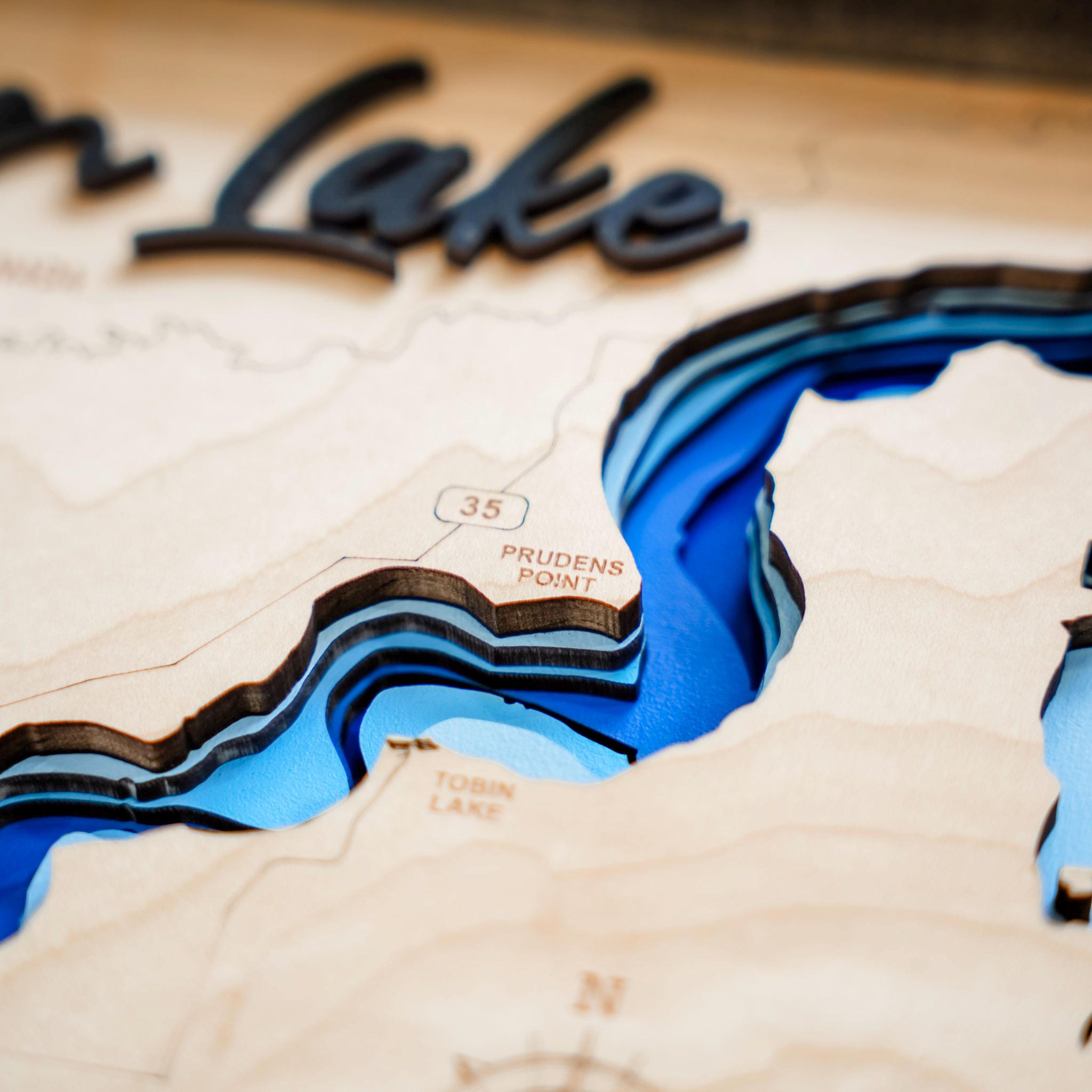 Tobin Maps Tobin Lake 3D Wood Map – Handcrafted Bathymetric Art From Saskatchewan ...