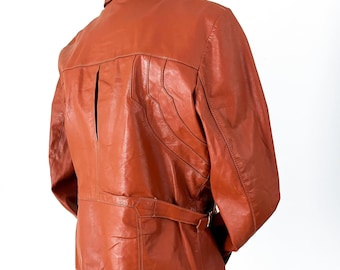 Vtg 60s 70s Natural Comfort Rich Brown Leather East West Style