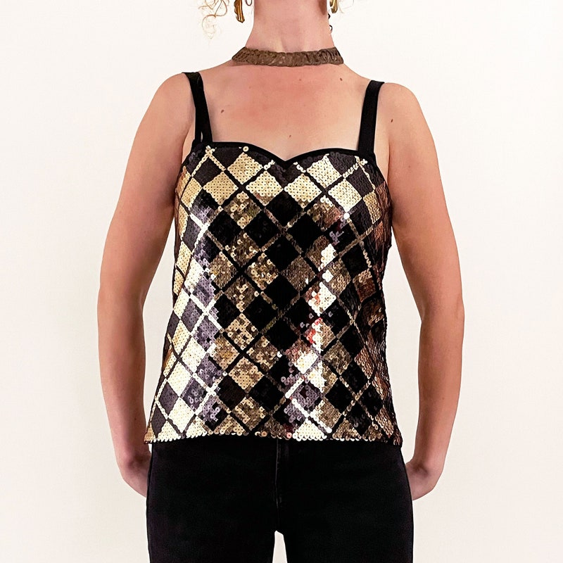 Vintage gold sequin camisole top