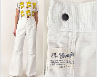 60s Wrangler White Bell Bottom Jeans | High Waisted Bareback Wrangler Wide Leg Jeans | 31 Waist | 31 x 30