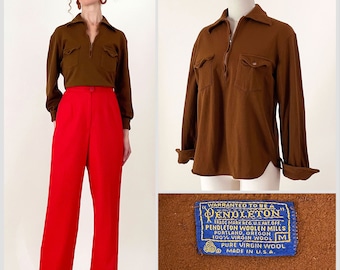 トップス 70s Pendleton Board Shirt Vtg 60s 70s PENDLETON 100% WOOL BOARD SHIRT XL PLAID FLANNEL