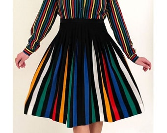 Rainbow Pleated Skirt - Etsy