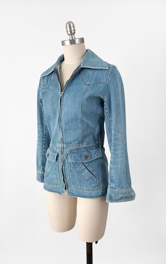 70s Boho Patchwork Denim Jacket | Brittania Sport… - image 3