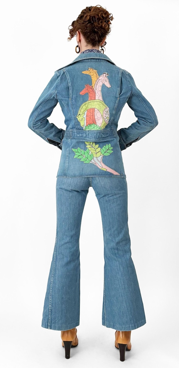 70s Boho Patchwork Denim Jacket | Brittania Sport… - image 4
