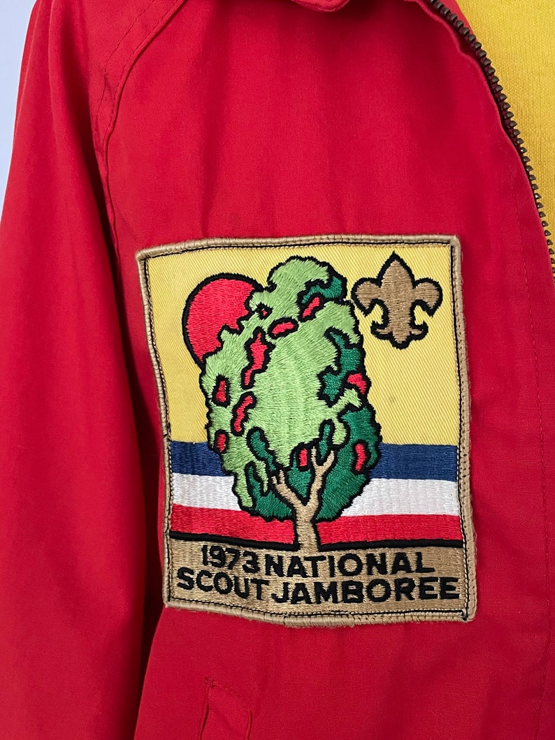 1970s Red Boy Scouts Zip Front Jacket with Patches True Etsy