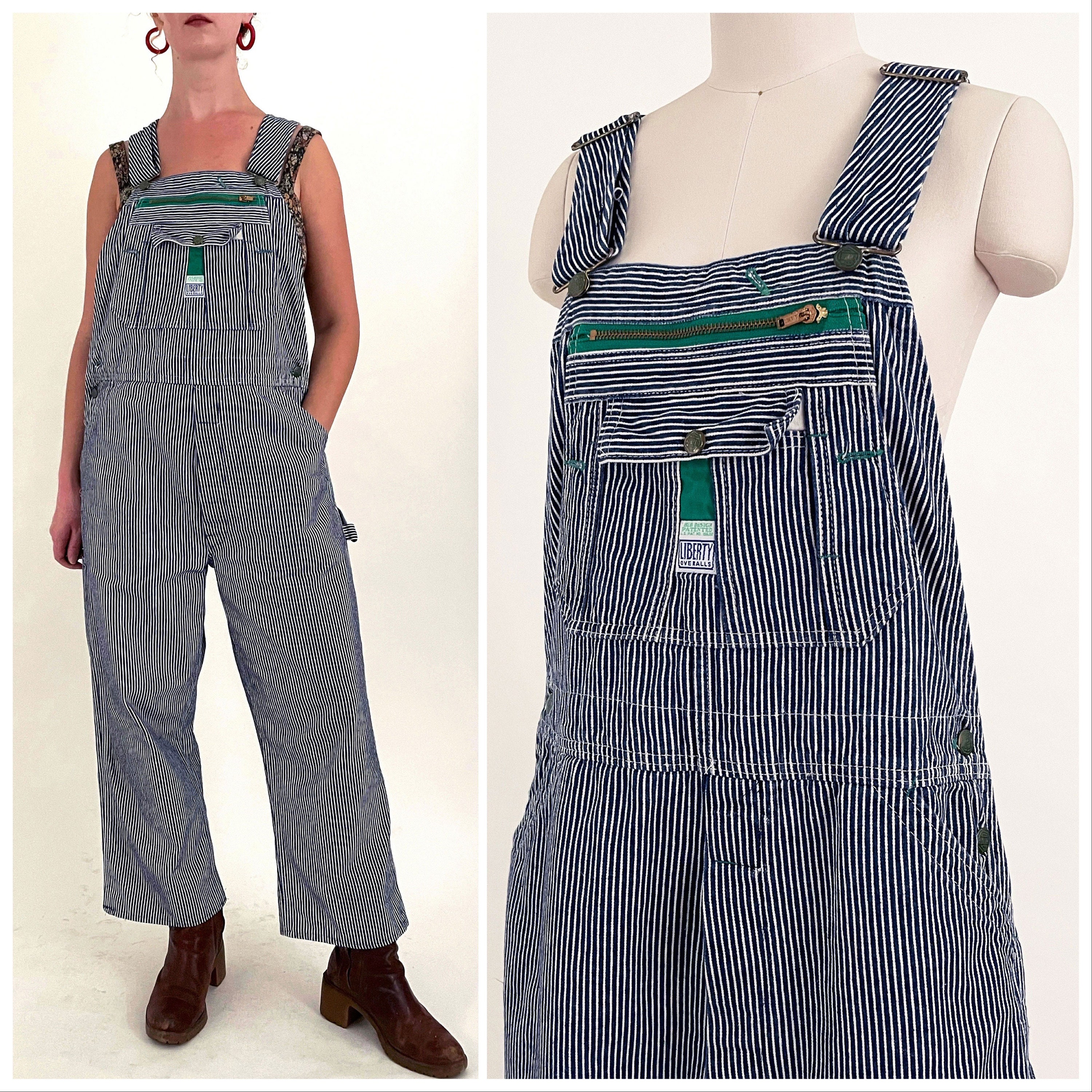 Vintage Liberty Hickory Stripe Bib Overalls USA Made Liberty