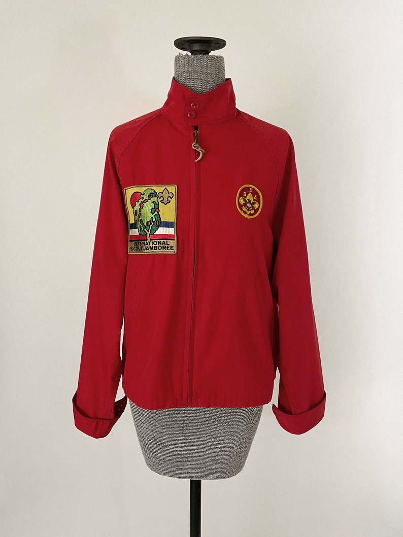 1970s Red Boy Scouts Zip Front Jacket with Patches True Etsy