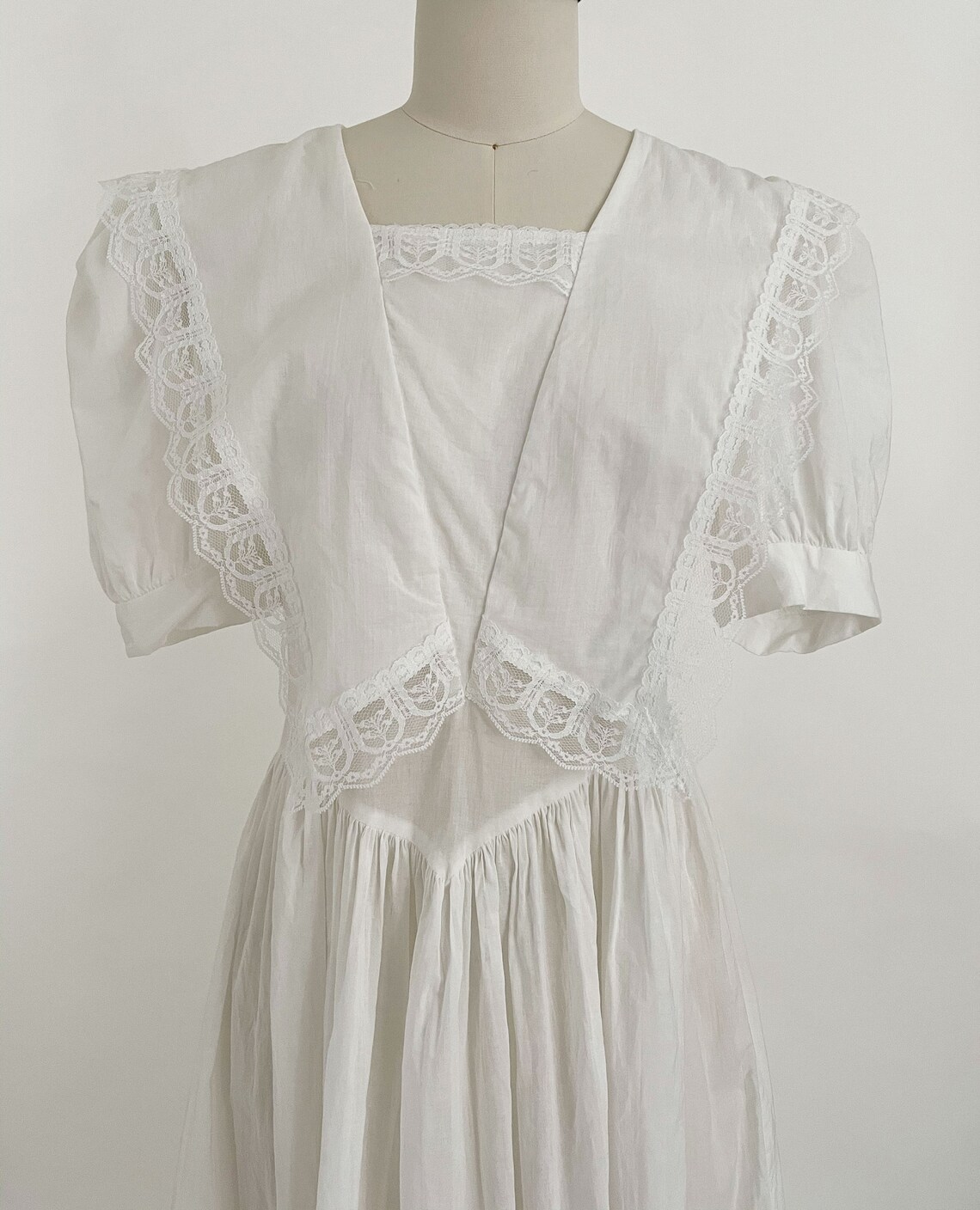 80s Gunne Sax White Lace Puff Sleeve Prairie Dress Jessica | Etsy