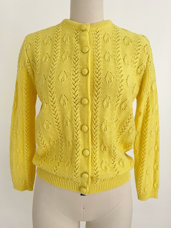 60s Yellow Acrylic Knit Cardigan | Glen Lea Knitting Mills