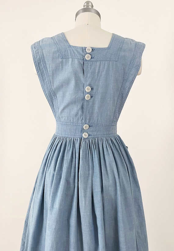 1940s Chambray Apron Dress | Selvedge Chambray Bu… - image 6