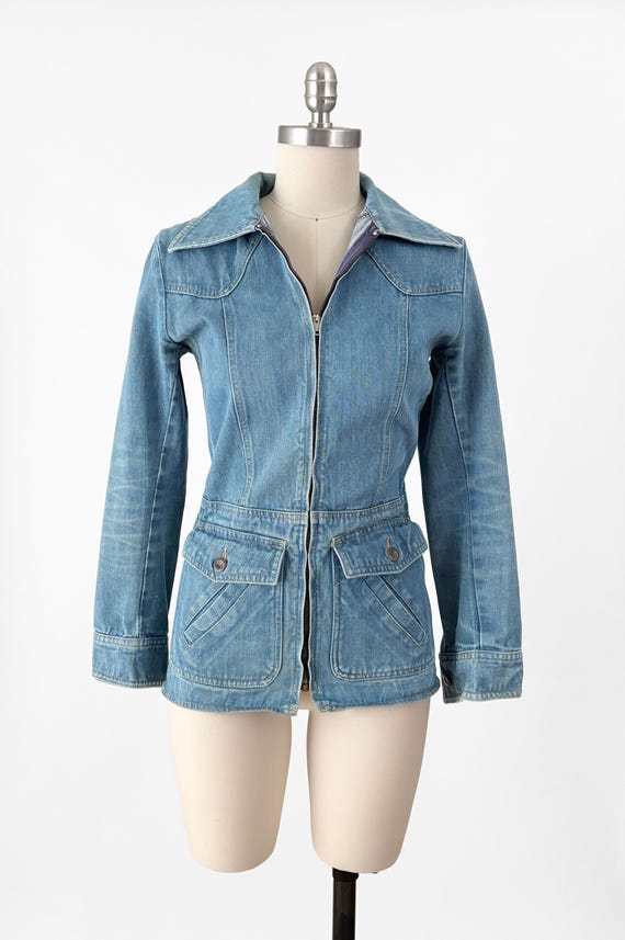 70s Boho Patchwork Denim Jacket | Brittania Sport… - image 2