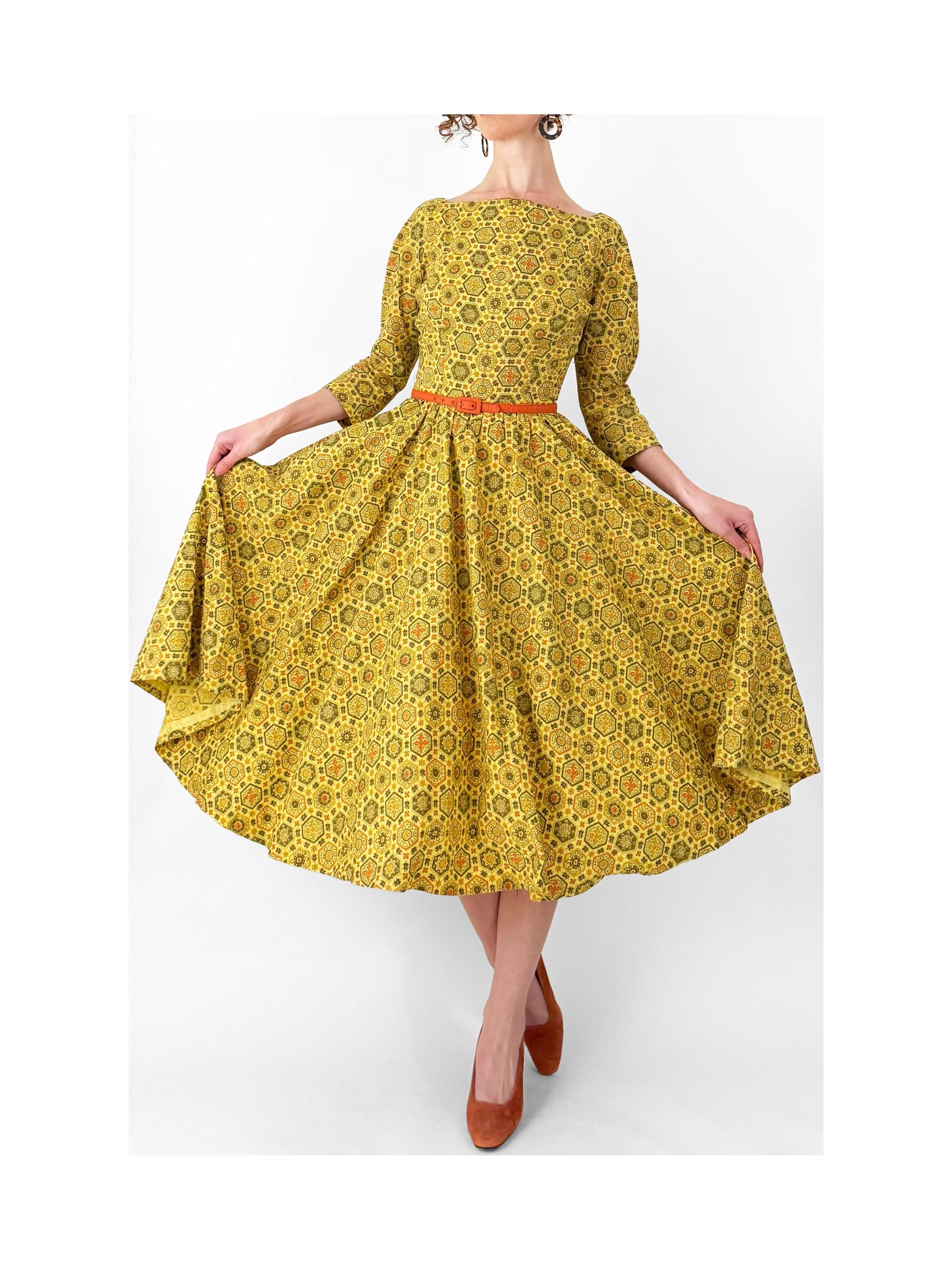 Gold Fit and Flare Dress - Etsy