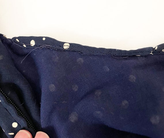 60s Mod Patchwork Print Shift Dress | Navy Blue P… - image 8