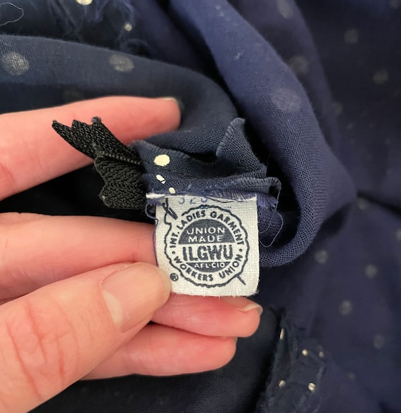 60s Mod Patchwork Print Shift Dress | Navy Blue P… - image 9