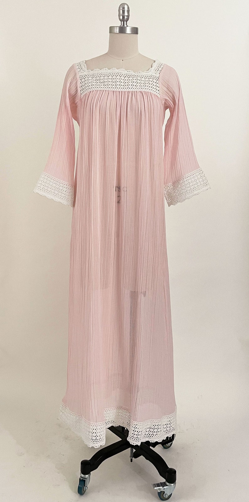 80s Christian Dior Lingerie Pink Gauze Crochet Nightgown - Etsy