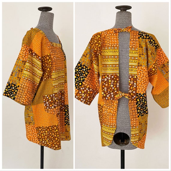 1970s Design House Japan Bright Orange Patchwork P