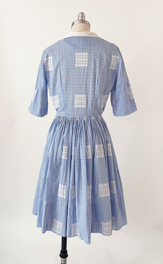 1950s Julie Miller Blue Gingham Day Dress | Croch… - image 4