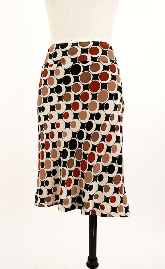 Vintage Y2K Does 70s Mod Silk Skirt | Op Art Geom… - image 3