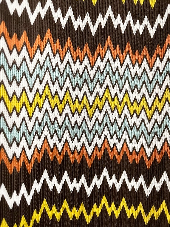60s Abstract Zig Zag Psychedelic Shift Dress | Te… - image 4