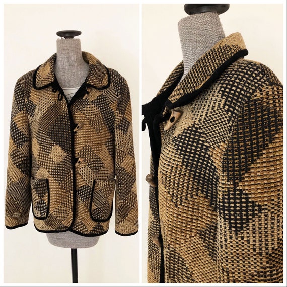 Vintage Howard Wolf Gold Chenille Diamond Print Ja