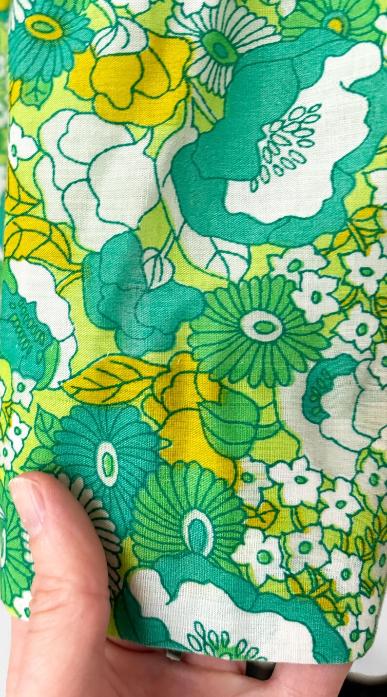 60s Lilly Pulitzer Style Green Floral Fit and Flare Dress | Small Medium image 3