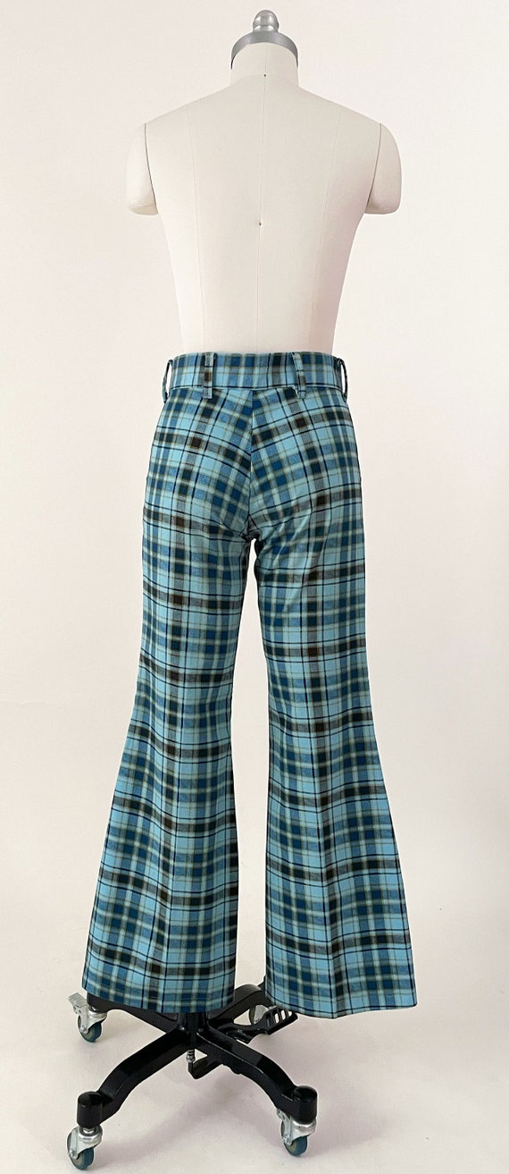 60s 70s JC Penney Blue Plaid Bell Bottoms - image 5