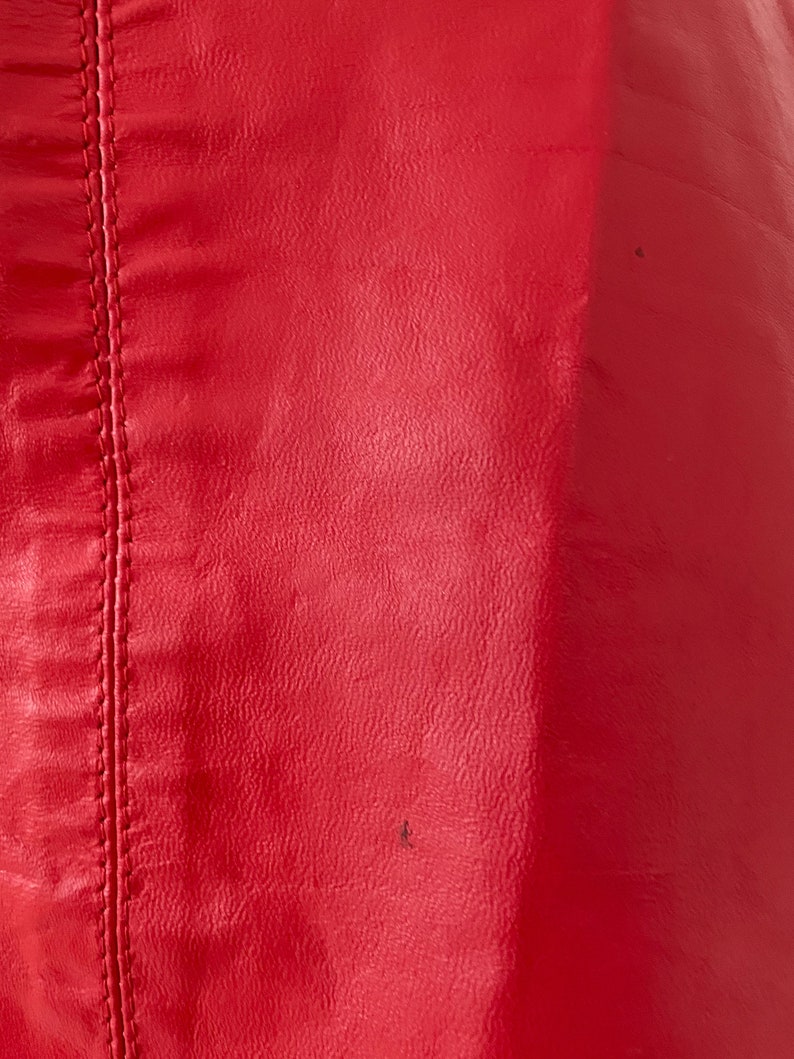Small 80s Red Leather Pencil Skirt High Waisted Above The Knee Red Leather Skirt S 26 Waist