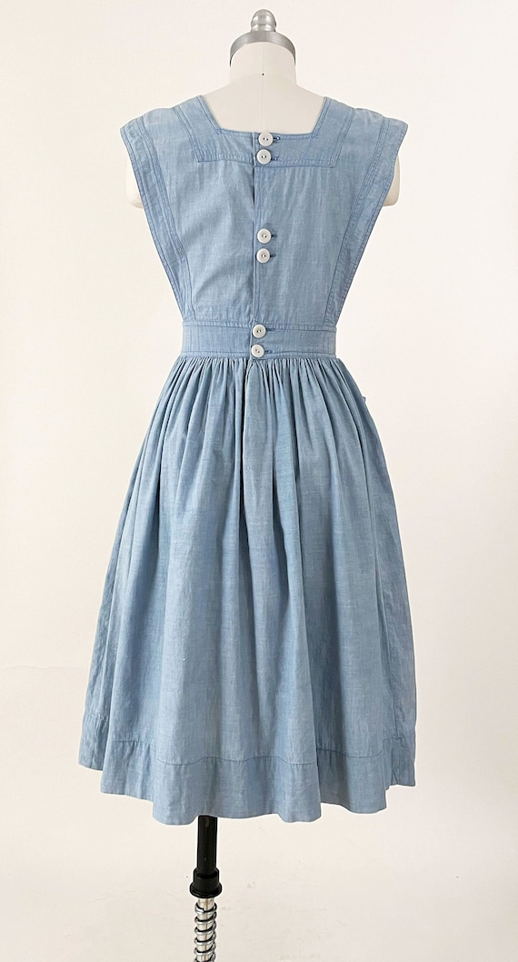 1940s Chambray Apron Dress | Selvedge Chambray Bu… - image 5