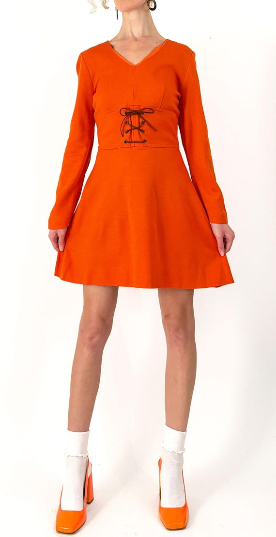 60s Mary Quant Orange Knit Minidress | Mary Quant for