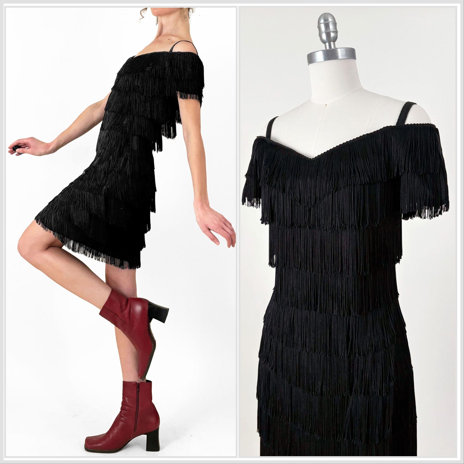 90s Silky Fringe Dress With Pockets main image 0