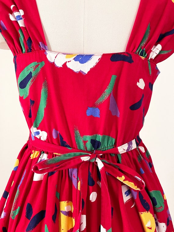 80s Robbie Bee Abstract Midi Dress | Red Abstract… - image 5