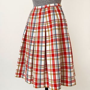 1960s Miss Pat Mod Plaid Pleated Skirt Primary Color Plaid Drop Pleat ...