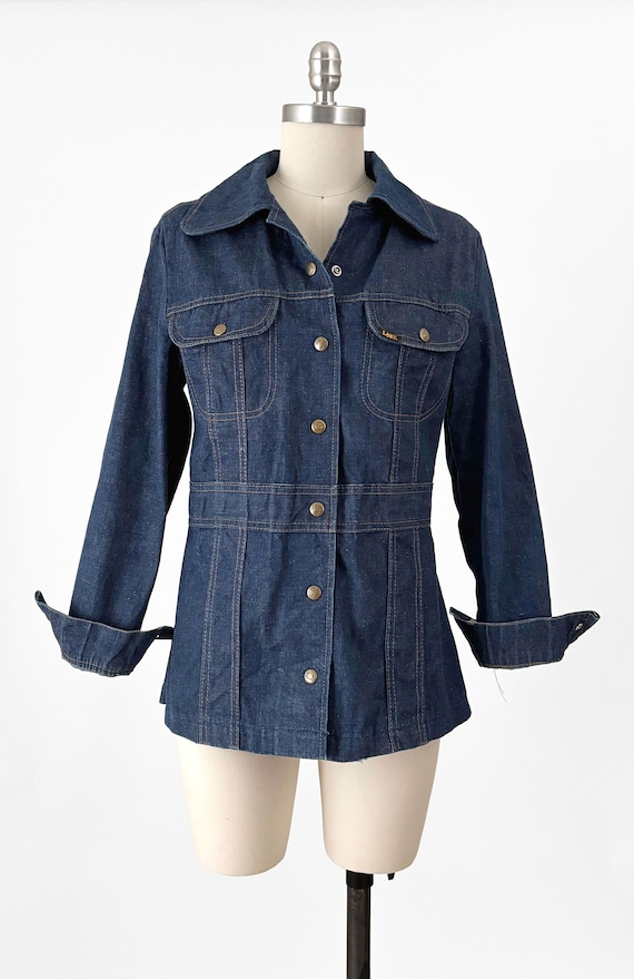 70s Lee Denim Jacket | Ms. Lee Indigo Snap Button… - image 3