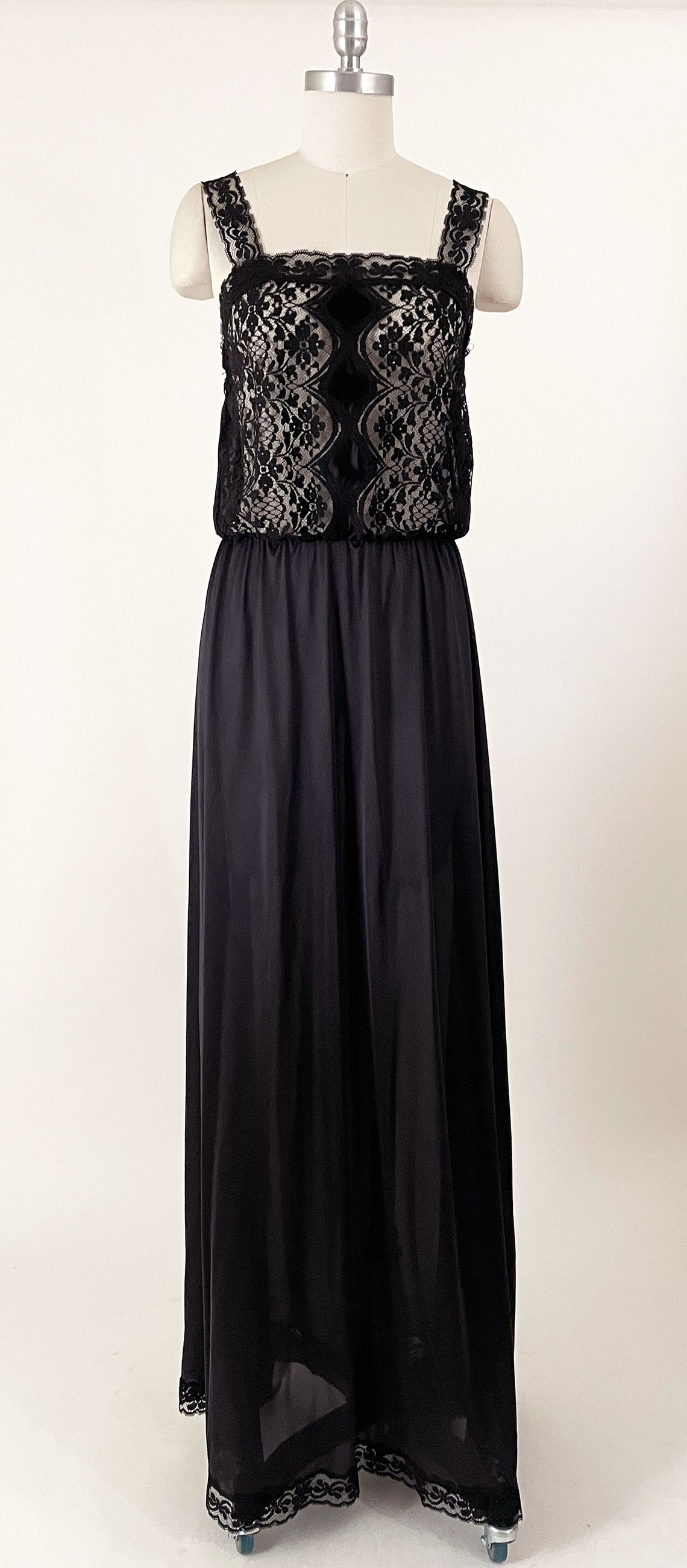 80s Black Lace Slip Dress Jenelle of California Nylon Lace - Etsy