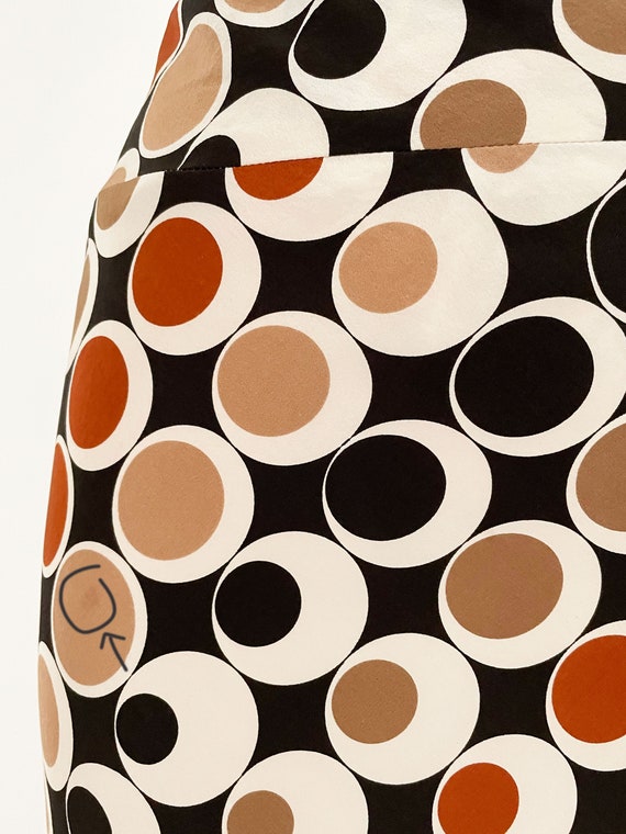 Vintage Y2K Does 70s Mod Silk Skirt | Op Art Geom… - image 5