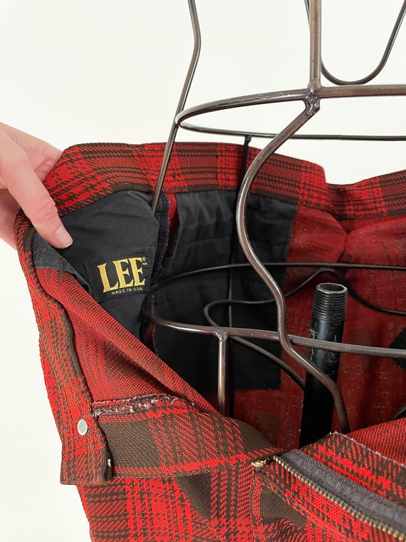 70s Lee Red Plaid Flare Pants | Vintage Lee  Doub… - image 8