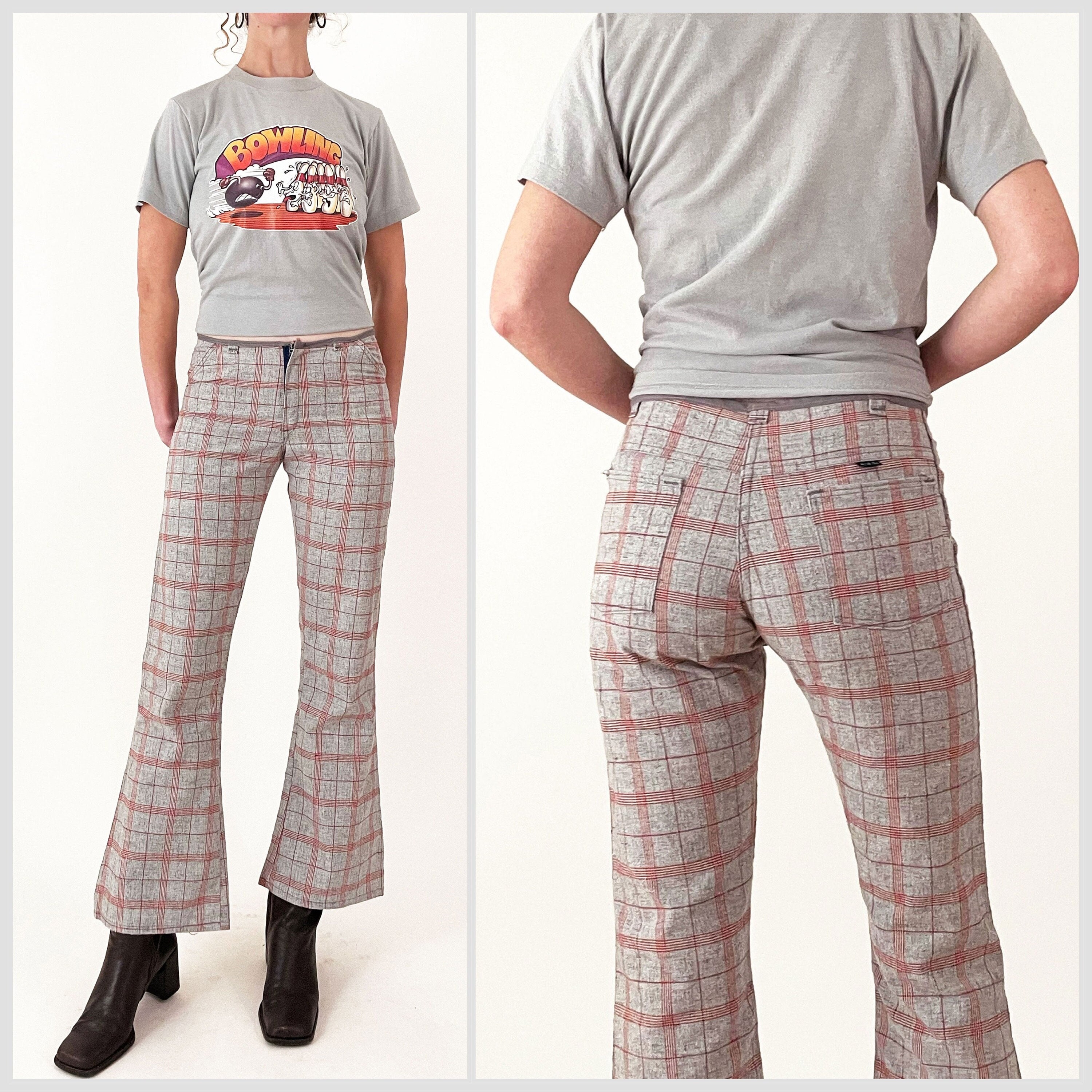 Vintage Soft Cotton Plaid Pants Women Plaid Pants Oversized Pants