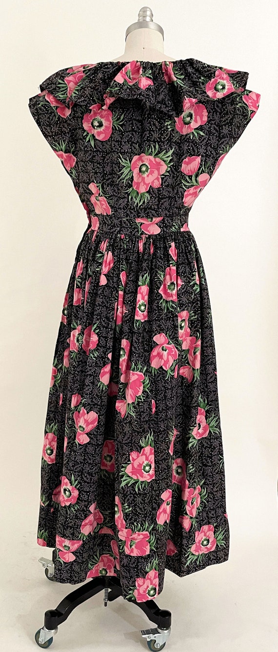 30s 40s Pink Floral Patio Dress | Homemade Black … - image 6