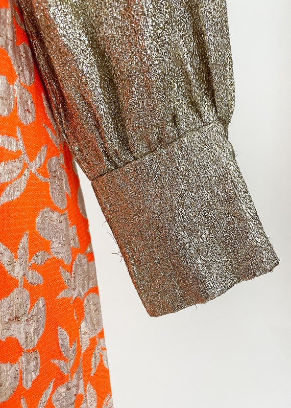 60s 70s Gloria Moret Metallic Floral Maxi Dress |… - image 7