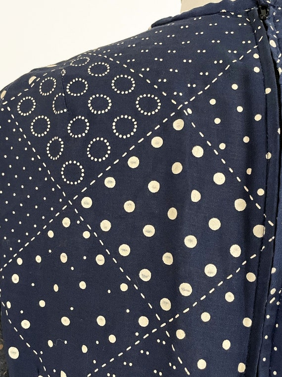 60s Mod Patchwork Print Shift Dress | Navy Blue P… - image 7