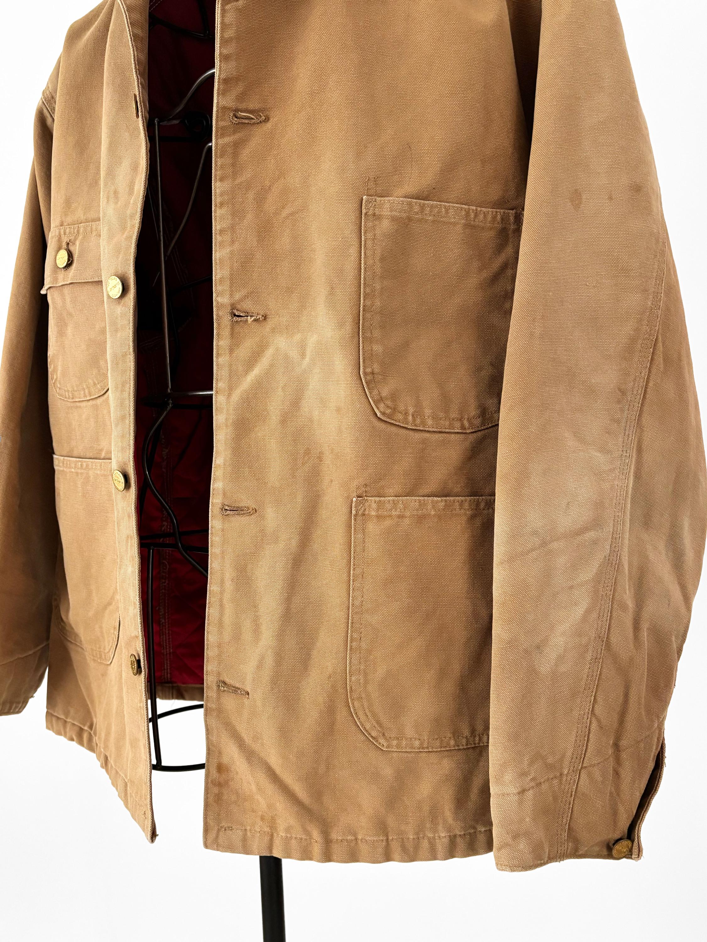 80s Carhartt Brown Duck Canvas Chore Coat | Quilt Lined Insulated
