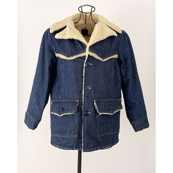 70s 80s Sears Roebucks Sherpa Denim Jacket | Sher… - image 2