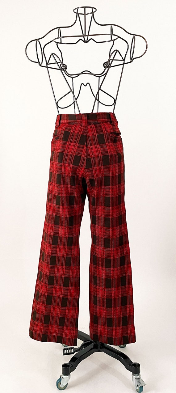 70s Lee Red Plaid Flare Pants | Vintage Lee  Doub… - image 6