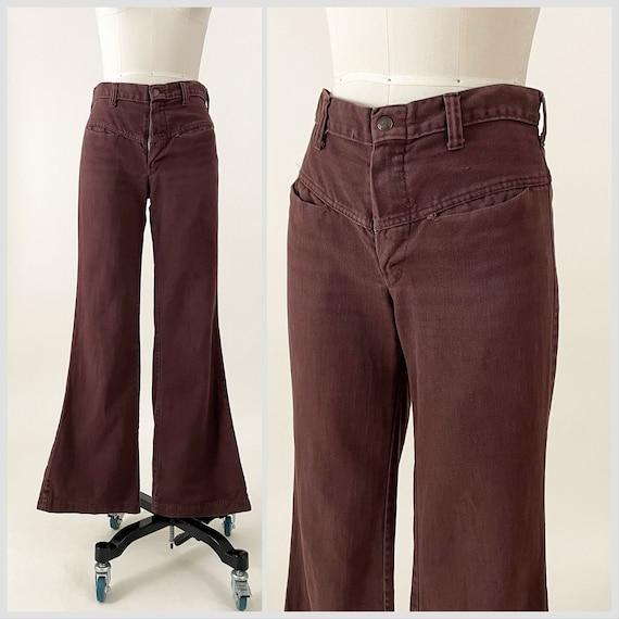 60s 70s Sears Brown Denim Bell Bottoms | Sears JR… - image 1