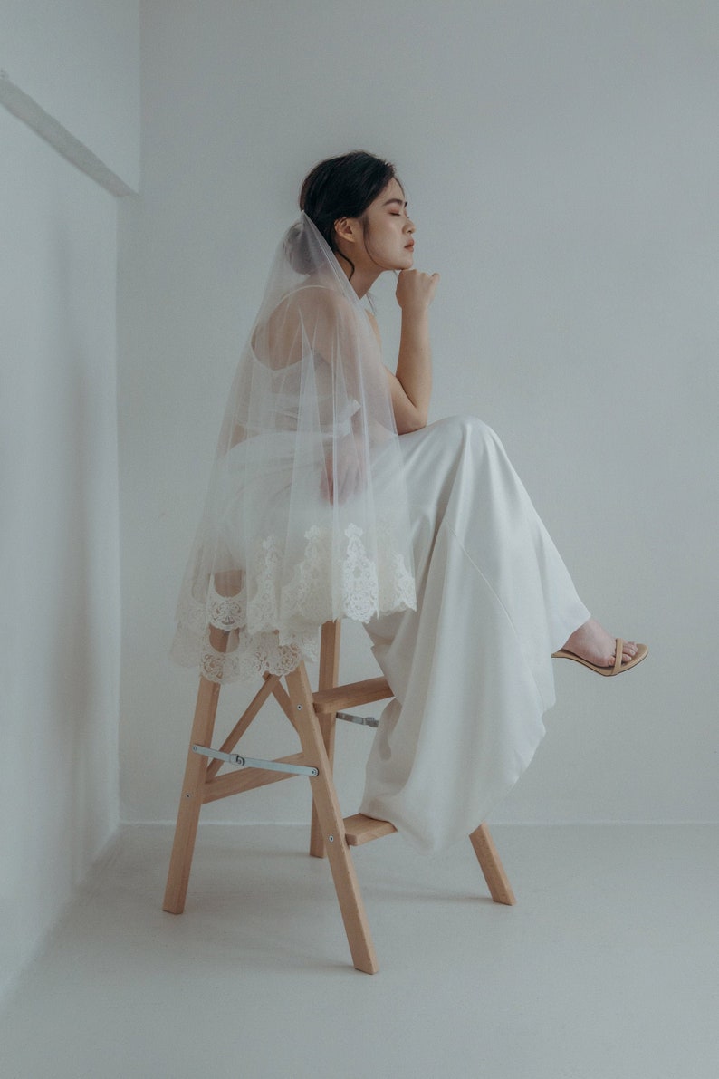Classic Mantilla Fingertip Length Veil \u2022 Elyn Tang Bridal