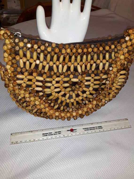 Vintage 70's wood bead shoulderbag - image 4