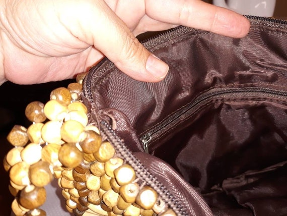 Vintage 70's wood bead shoulderbag - image 5