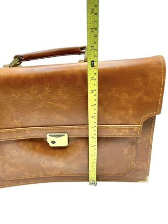 Men's Vintage Brown Leather Gold Briefcase Attach… - image 3
